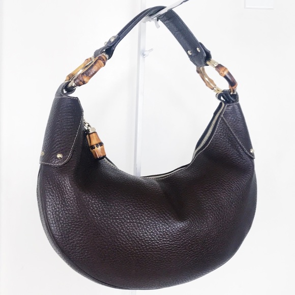 Gucci Brown Pebbled Leather Medium Bamboo Hobo Bag - Picture 5 of 8